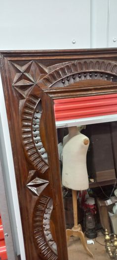 Antique French 1930s mirror has distressed solid wooden frame very nice piece