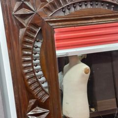 Antique French 1930s mirror has distressed solid wooden frame very nice piece