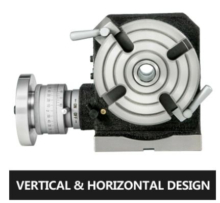 BRAND NEW Horizontal Vertical Rotary Table 4"/100mm 4-Slot MT-2 W/ 3 Dividing Plates for Milling Drilling Machine