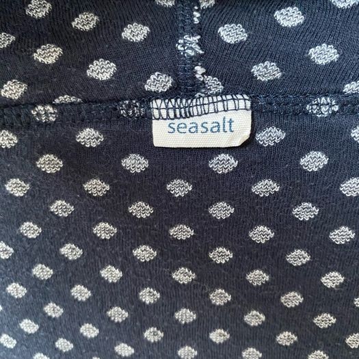Seasalt Cornwall Organic Cotton Peach House Reversible Cowl Neck Top Navy Ditsy Stripe UK 10