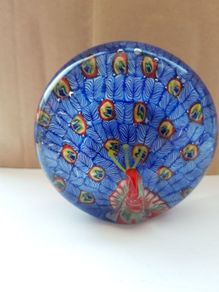 Retro Glass Paper Weight ( Peacock )