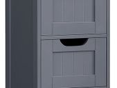 Bathroom cabinet, narrow wooden bathroom cabinet with 4 drawers, 30 x 30 x 82 cm, living room, bedroom, hallway, deep, free-standing, space-saving, gray