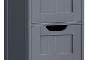 Bathroom cabinet, narrow wooden bathroom cabinet with 4 drawers, 30 x 30 x 82 cm, living room, bedroom, hallway, deep, free-standing, space-saving, gray
