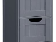 main image for ad Bathroom cabinet, narrow wooden bathroom cabinet with 4 drawers, 30 x 30 x 82 cm, living room, bedroom, hallway, deep, free-standing, space-saving, gray