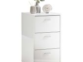 FMD Bedside Table with 3 Drawers High Gloss White