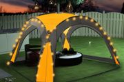 Party Tent with LED and 4 Sidewalls 3.6x3.6x2.3 m Yellow