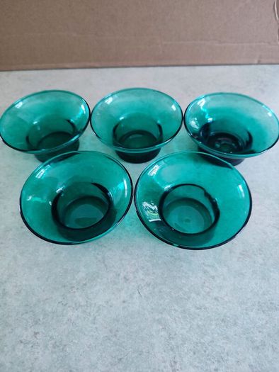 Lovely Set Of 5 Turquaze Glass Night Light Candle Holder