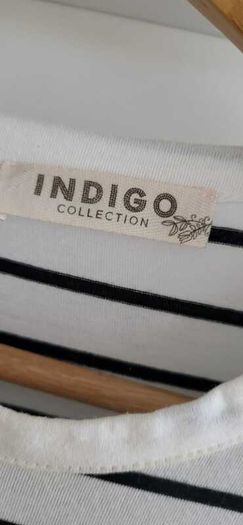 M&S Indigo Striped Tee with Embellished detail Sz 14UK (Rrp 39)
