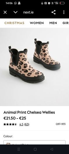 PRICE DROP, Girls Animal Print Chelsea wellies, Size 13