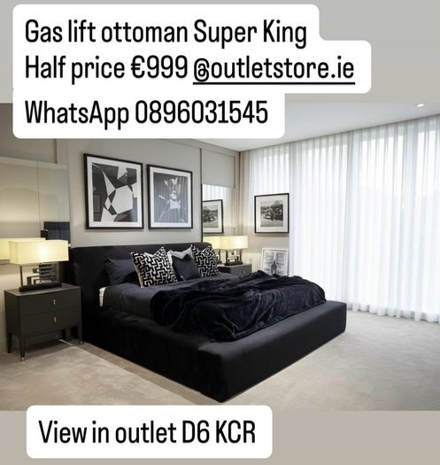 Gas lift super king ottoman bed brand new half price