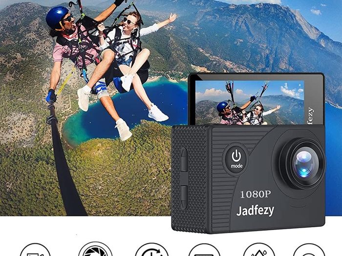 Action Camera FHD 1080P 12MP, 98FT/30M Underwater Waterproof Camera with 2 Rechargeable Batteries (FREE SHIPPING)