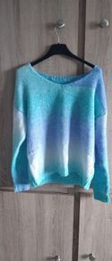 Ombre blue polyester sweater fits X's s m small 12