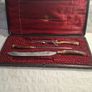 Art Nouveau Carving Set with Silver Collars Image 2