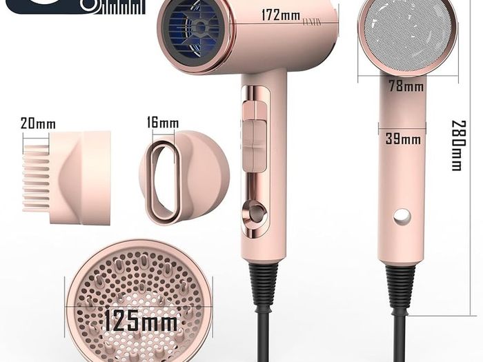 NEW SALE | 2200W Hair Dryer with Diffuser Brush Nozzle Ionic Blow Dryer Powerful Baby Pink