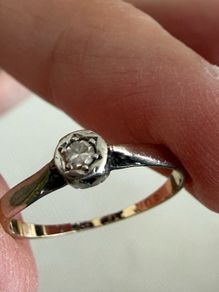 Vintage 18ct Yellow Gold & Platinum 0.09ct Diamond Solitaire Engagement Ring