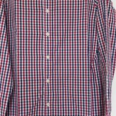 T.M. Lewin Navy and Red Check Shirt Size 15.5