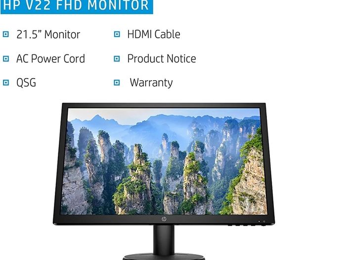 HP v22e 22" Full HD 1080p Led Monitor(1 VGA, 1 HDMI) - Black