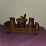 1960's hand made wooden salt, pepper and sauce holder Image 3