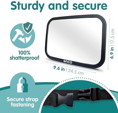Baby Car Mirror (2 Pack) - 100% Shatterproof & Shakeproof, Award-Winning Car Mirror Baby Rear View, Non-Slip with 360 Rotation, Newborn Essentials