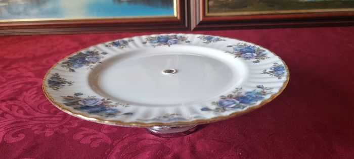 Royal Albert Moonlight Rose Bone China Gold Gilt Footed Cake Stand Made In England