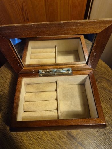Vintage Wooden Jewellery Box with a Mirror