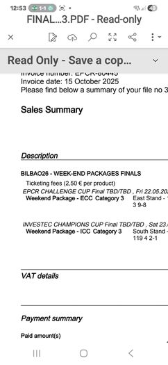 Investec Weekend Final Tickets