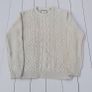 Mens cable-knit long sleeve crew neck sweater cream size medium Image 2
