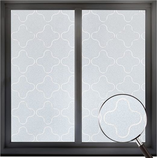 Frosted Privacy Window Film Opaque Window Covering Film UV Blocking Removable Glass Self Adhesive Static Cling for Glass Windows Home Office Bathroom (44.5x200cm)