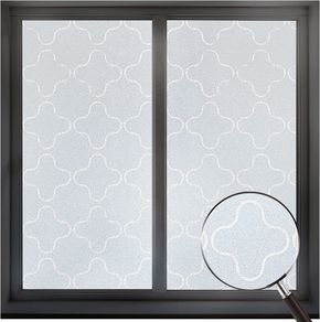 Frosted Privacy Window Film Opaque Window Covering Film UV Blocking Removable Glass Self Adhesive Static Cling for Glass Windows Home Office Bathroom (44.5x200cm)