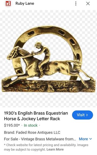 Vintage brass equestrian letter holder