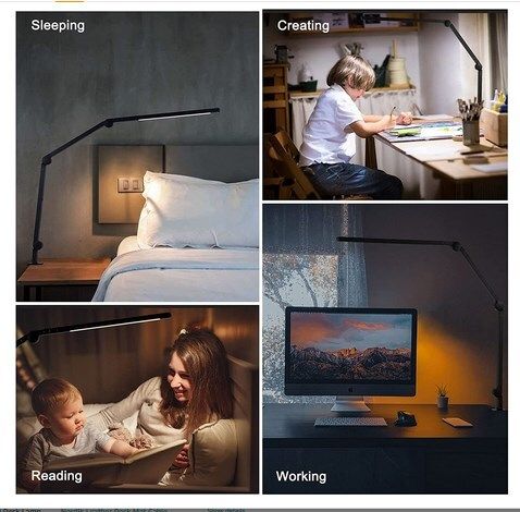 EYOCEAN Desk LED Laptop Lamp, with Clamp, Eye-Care Desk Lamp for Home Office Dimmable