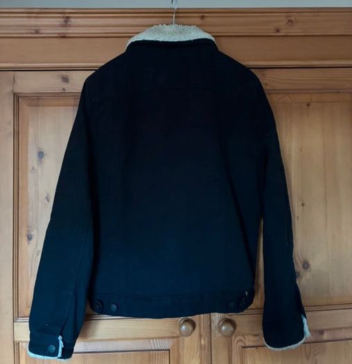 Mens asos black denim jacket with wool