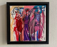 Original Abstract Painting Original Art Of Group of Girls female friends or models irish  Art