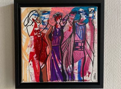 Original Abstract Painting Original Art Of Group of Girls female friends or models irish  Art