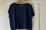 Navy Viscose Cropped Blouse