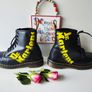 Dr Doc Martens logo brand print 1460 8 hole black yellow boots UK 6 EU 39 US 8 Image 7