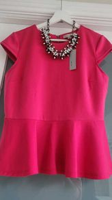 WD NY cerise peplum top Sz L (Fit 14-16UK) - Bnwt