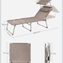 SONGMICS GCB022K01 Large Folding Sun Lounger, Sun Lounger, 200 x 71 x 38 cm, Load Capacity 150 kg, with Sun Shade and Reclining Backrest for Garden, Pool, Terrace, Taupe Image 5