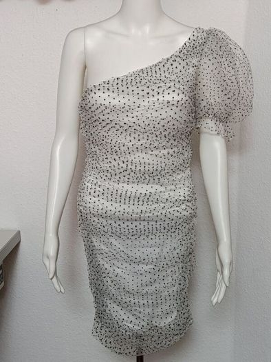 Missquided white/black dot mini dress