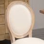 Set of 2 French Style Upholstered Dining Chairs, Cream Linen-Touch Fabric with Backrest, Natural Wood Frame Image 5