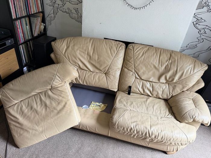 Free!- 3 seater sofa real leather hardwood