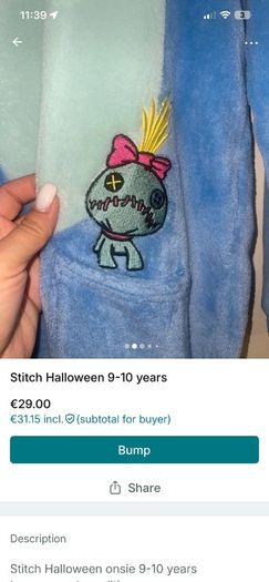 halloween costume stitch 9-10 years