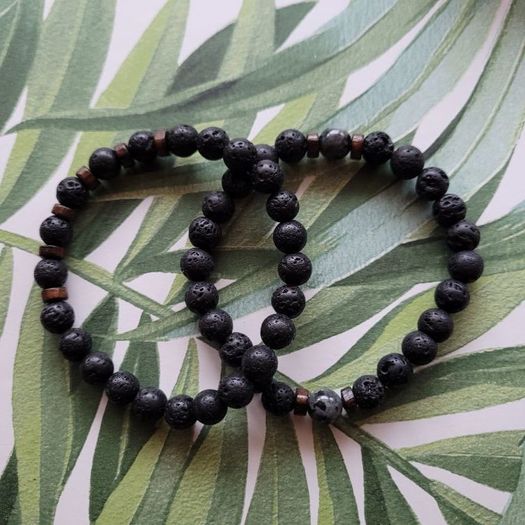 Volcanic Stone Stretch Beaded Bracelets set for Men or Women Jewelry Gift