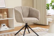 Swivel Armchair with Upholstered Seat Comfortable Design 120kg Capacity Light Brown