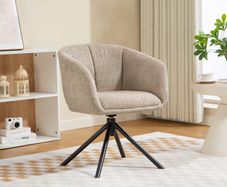 Swivel Armchair with Upholstered Seat Comfortable Design 120kg Capacity Light Brown
