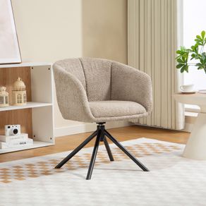 Swivel Armchair with Upholstered Seat Comfortable Design 120kg Capacity Light Brown
