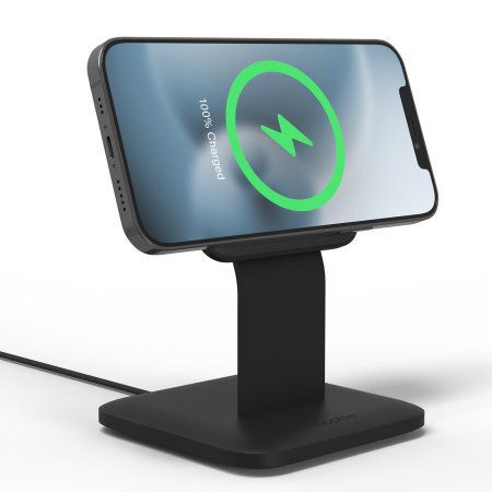 Mophie Wireless Qi Charging Stand 15W snap+ with 15W UK USB C Plug - Black, New