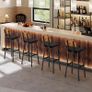 Bar Stools Set of 2, PU Upholstered Breakfast Bar Stools, Industrial Barstools with Backrest and Footrests, Bar Chairs for Kitchen, Dining Room, Bar, Rustic Brown and Black Image 4