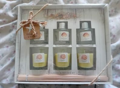 ocean mist and sea salt candle and diffuser set