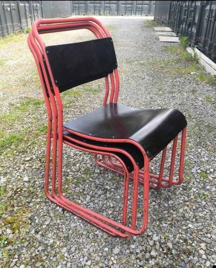 1940s stacking Cox's bakalight seats, steel tube frames